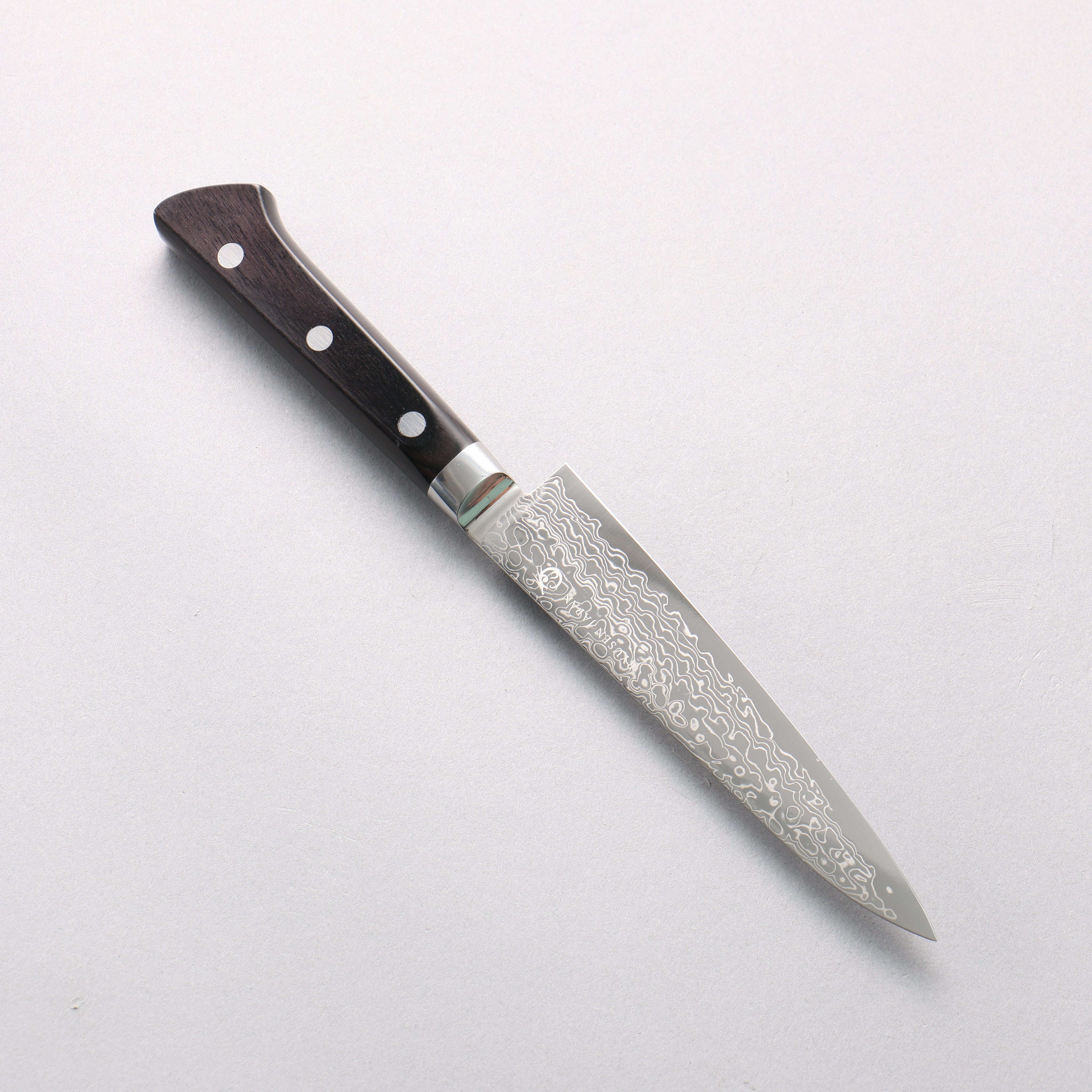 Ryusen Bonten Unryu VG10 63 Layer Damascus Petty-Utility 135mm Black Pakkawood Handle - Seisuke Knife