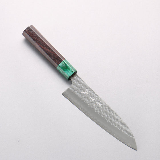 Yu Kurosaki Senko Ryu SG2 Hammered Small Santoku 150mm Rosewood (ferrule: Green Pakka wood) Handle - Seisuke Knife