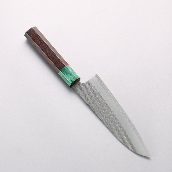Yu Kurosaki Senko Ryu SG2 Hammered Small Santoku 150mm Rosewood (ferrule: Green Pakka wood) Handle - Seisuke Knife