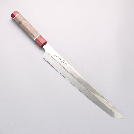 Sakai Takayuki Ginryu Honyaki Swedish Steel Mirrored Finish Sakimaru Yanagiba 300mm Stabilized wood Handle with Sheath - Seisuke Knife