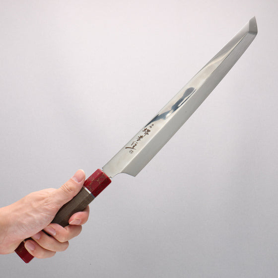 Sakai Takayuki Ginryu Honyaki Swedish Steel Mirrored Finish Sakimaru Yanagiba 300mm Stabilized wood Handle with Sheath - Seisuke Knife