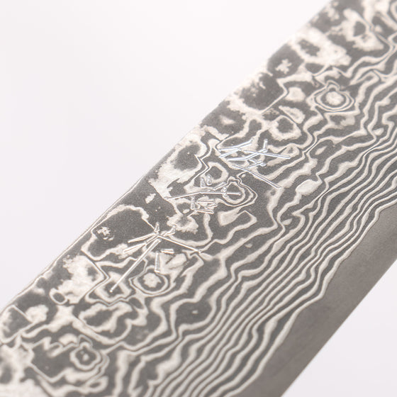 Takeshi Saji SG2 Black Damascus Sujihiki 240mm White Deer Horn Handle - Seisuke Knife