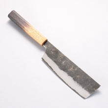  Sakai Takayuki Homura Guren Blue Steel No.2 Kurouchi Hammered Nakiri 180mm with Burnt Oak Handle - Seisuke Knife