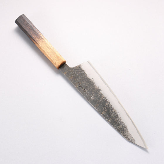 Sakai Takayuki Homura Guren Blue Steel No.2 Kurouchi Hammered Gyuto 225mm with Burnt Oak Handle - Seisuke Knife