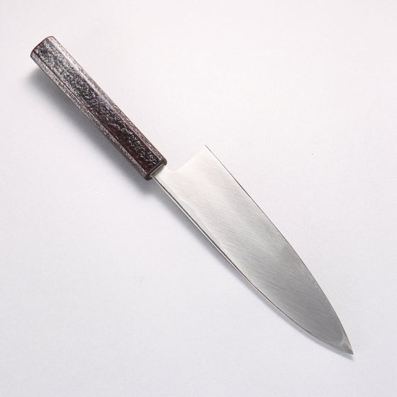 Hideo Kitaoka White Steel No.2 Damascus Mioroshi Deba195mm Oak with Black Silver Lacquer Handle - Seisuke Knife