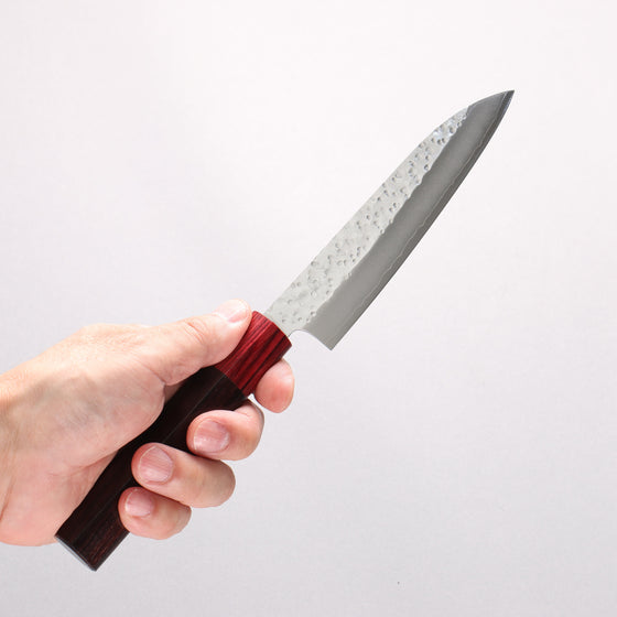 Makoto Kurosaki SG2 Hammered(Maru) Petty-Utility 135mm Rosewood (ferrule: Red Pakka wood) Handle - Seisuke Knife