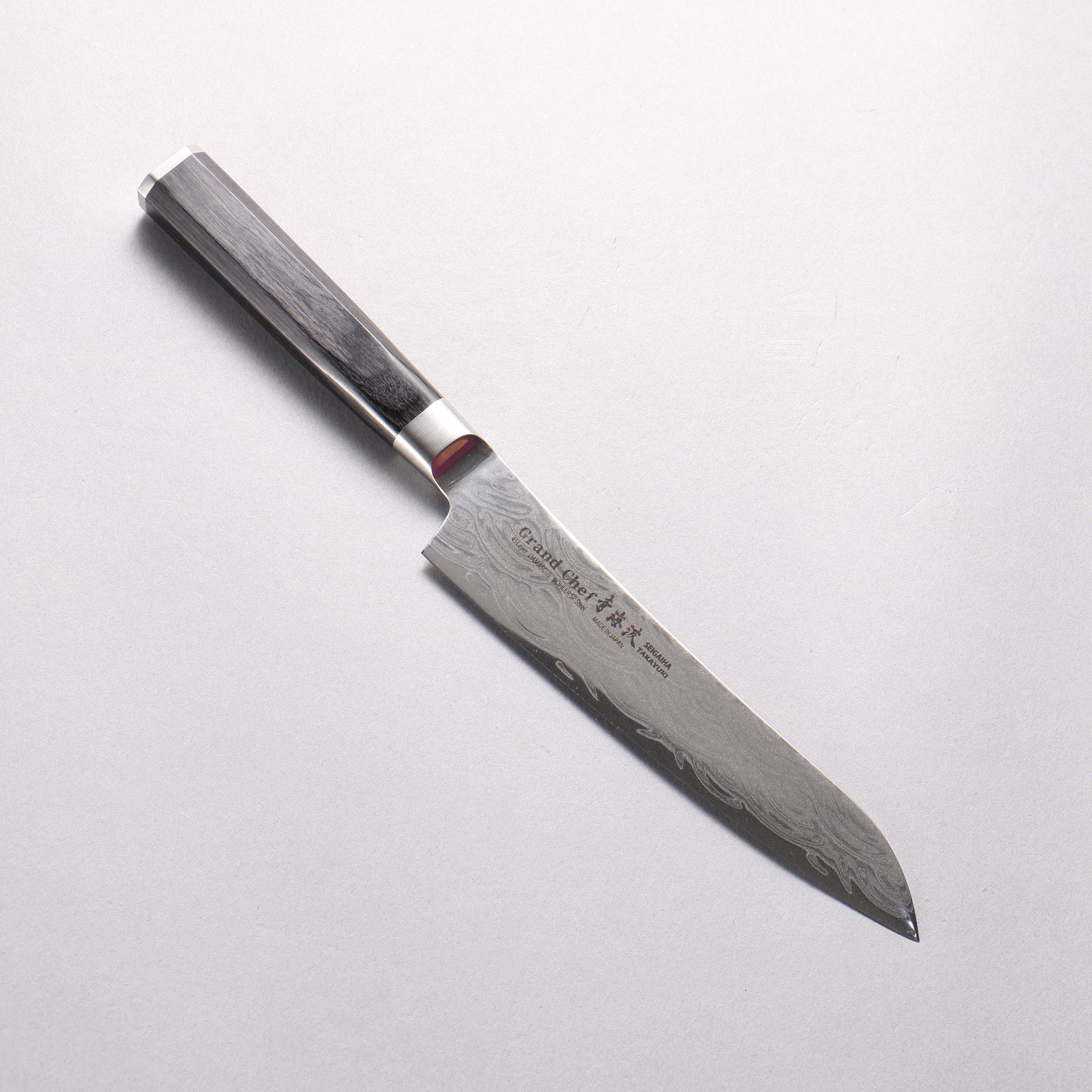 Sakai Takayuki Seigaiha Ocean Wave Böhler SP Steel 45 Layer Damascus Migaki Petty-Utility 150mm Black Pakkawood Handle - Seisuke Knife