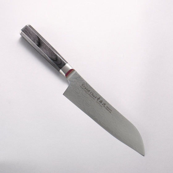 Sakai Takayuki Seigaiha (Blue Ocean Wave) Böhler SP Steel 45 Layer Damascus Migaki Finished Santoku 180mm Black Pakka wood Handle - Seisuke Knife
