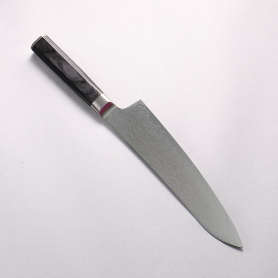 Sakai Takayuki Seigaiha (Blue Ocean Wave) Böhler SP Steel 45 Layer Damascus Migaki Finished Gyuto 210mm Black Pakka wood Handle - Seisuke Knife
