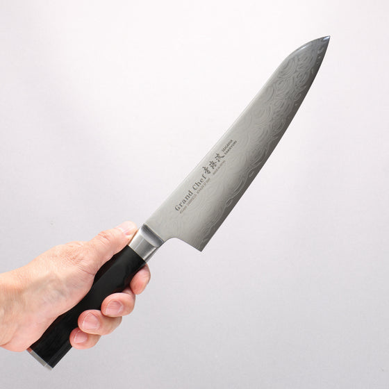 Sakai Takayuki Seigaiha (Blue Ocean Wave) Böhler SP Steel 45 Layer Damascus Migaki Finished Gyuto 210mm Black Pakka wood Handle - Seisuke Knife