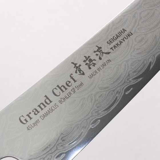 Sakai Takayuki Seigaiha (Blue Ocean Wave) Böhler SP Steel 45 Layer Damascus Migaki Finished Gyuto 240mm Black Pakka wood Handle - Seisuke Knife