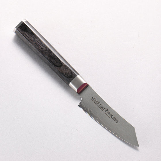 Sakai Takayuki Seigaiha (Blue Ocean Wave) Böhler SP Steel 45 Layer Damascus Migaki Finished Kengata Paring 80mm Black Pakka wood Handle - Seisuke Knife