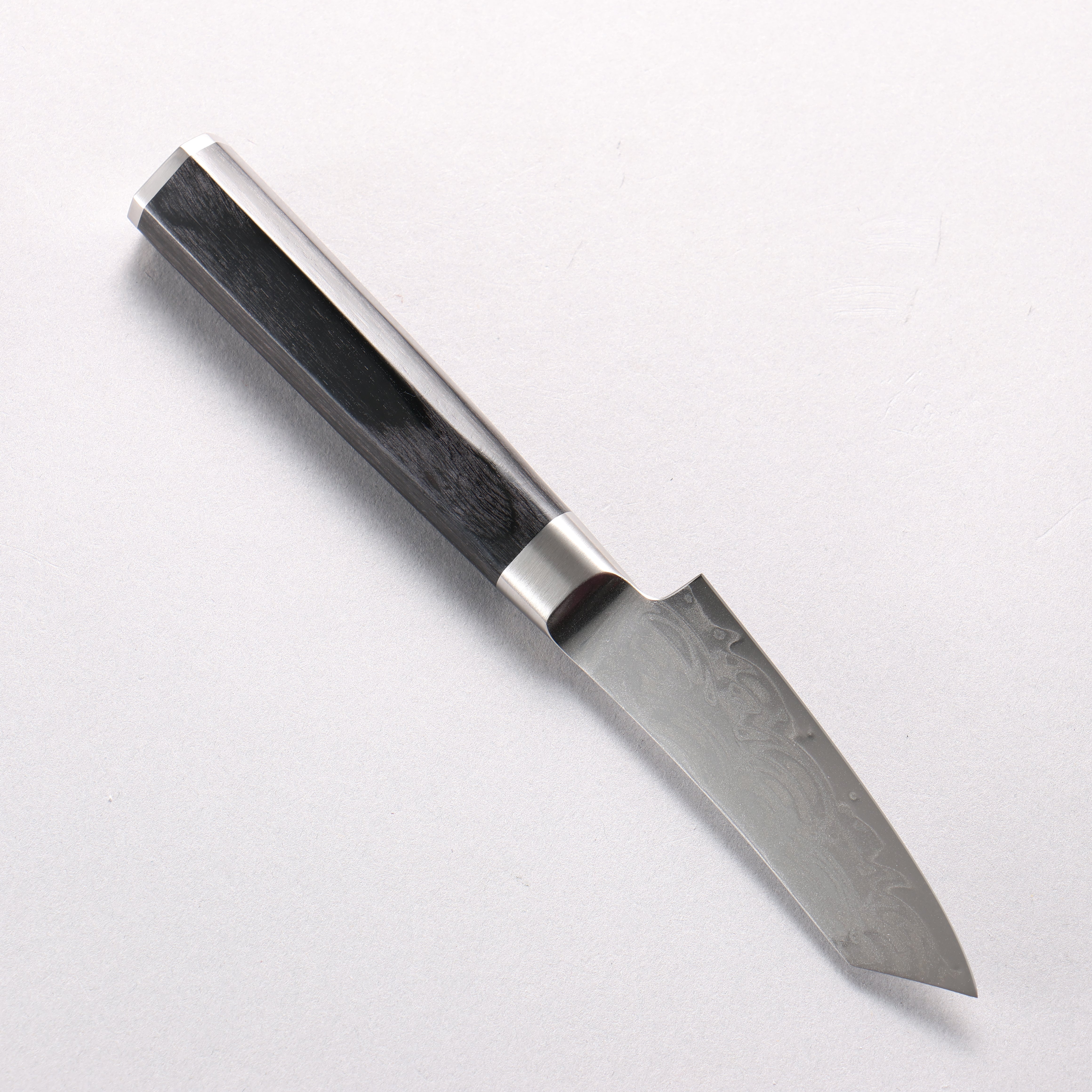 Sakai Takayuki Seigaiha Blue Ocean Wave Böhler SP Steel 45 Layer Damascus Migaki Kengata Paring 80mm Black Pakkawood Handle - Seisuke Knife