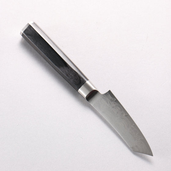 Sakai Takayuki Seigaiha (Blue Ocean Wave) Böhler SP Steel 45 Layer Damascus Migaki Finished Kengata Paring 80mm Black Pakka wood Handle - Seisuke Knife