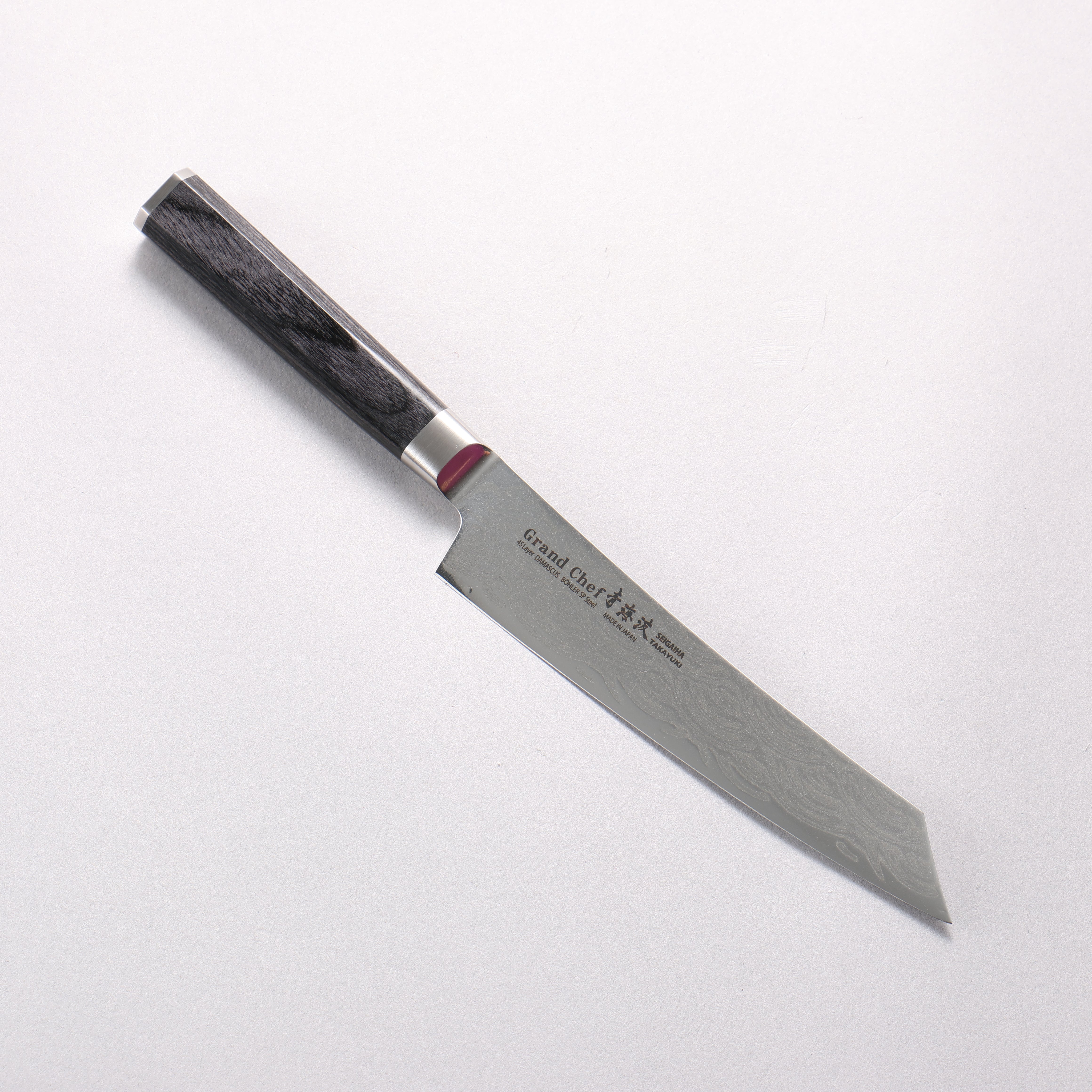 Sakai Takayuki Seigaiha Ocean Wave Böhler SP Steel 45 Layer Damascus Migaki Kengata Petty-Utility 150mm Black Pakkawood Handle - Seisuke Knife
