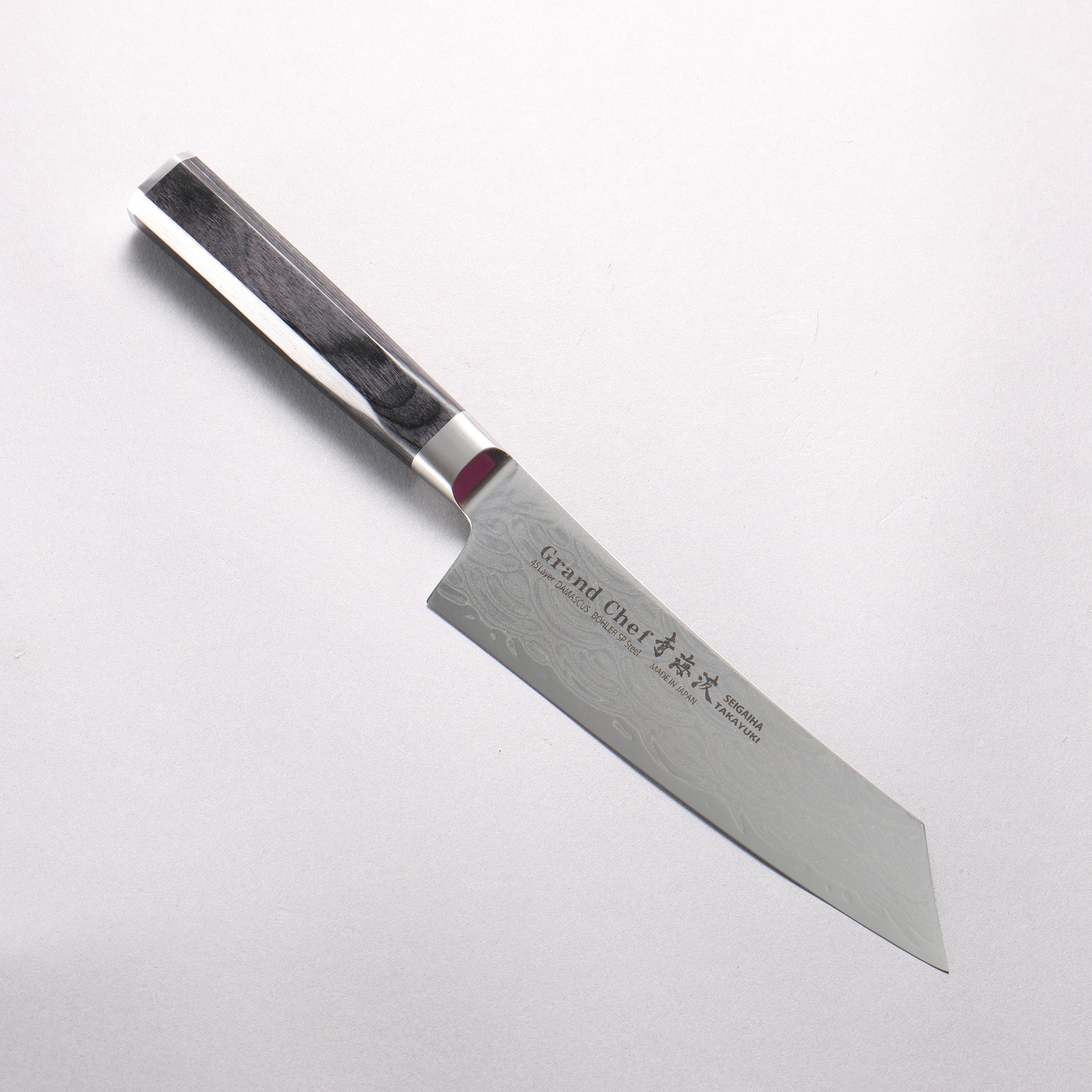 Sakai Takayuki Seigaiha Blue Ocean Wave Böhler SP Steel 45 Layer Damascus Migaki Kengata Santoku 160mm Black Pakkawood Handle - Seisuke Knife