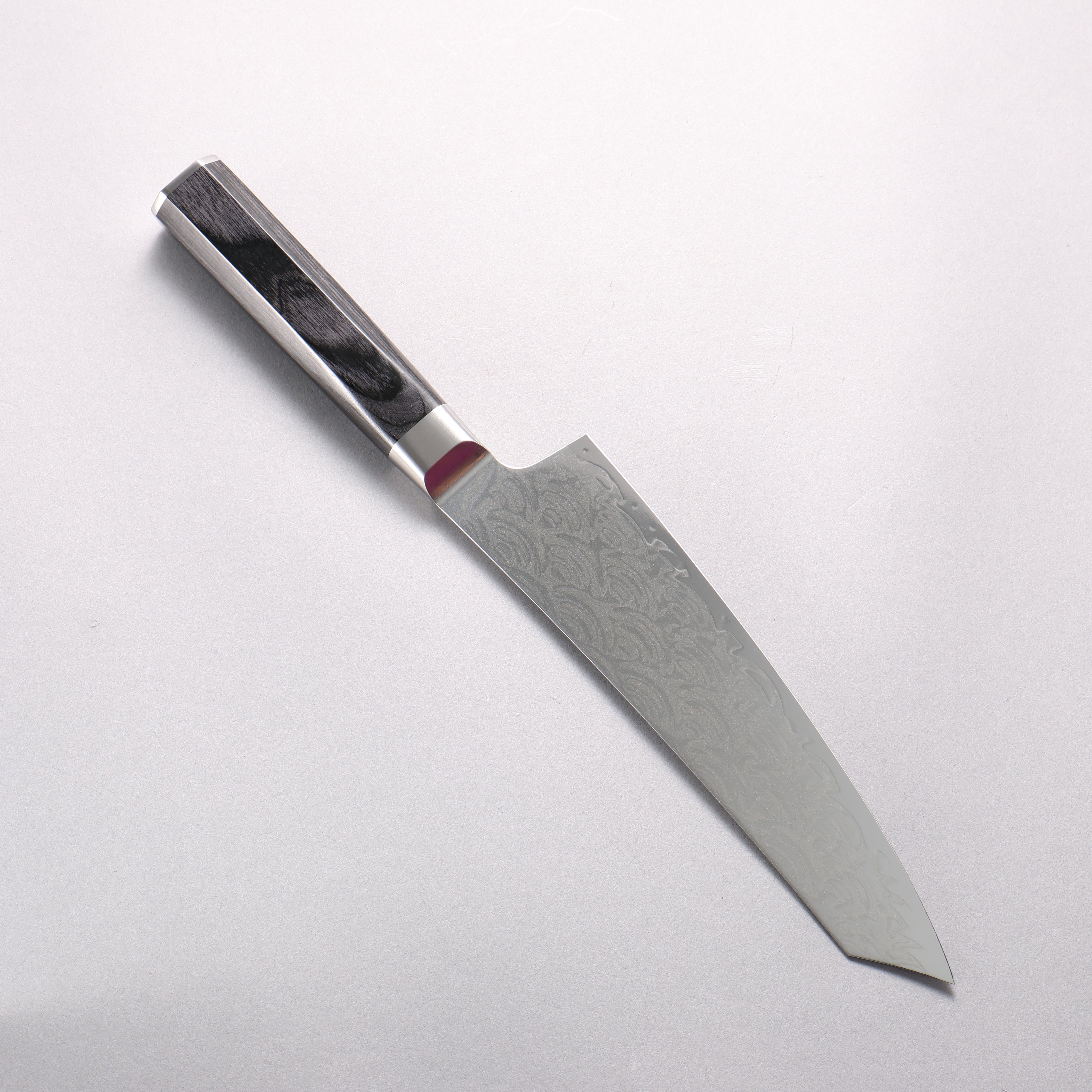 Sakai Takayuki Seigaiha Blue Ocean Wave Böhler SP Steel 45 Layer Damascus Migaki Kengata Gyuto 190mm Black Pakkawood Handle - Seisuke Knife