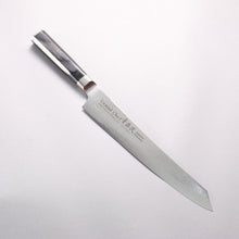  Sakai Takayuki Seigaiha (Blue Ocean Wave) Böhler SP Steel 45 Layer Damascus Migaki Finished Kengata Sujihiki 240mm Black Pakka wood Handle - Seisuke Knife