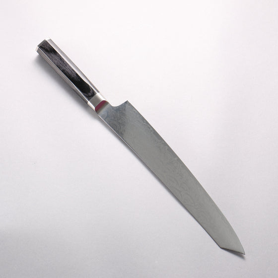 Sakai Takayuki Seigaiha (Blue Ocean Wave) Böhler SP Steel 45 Layer Damascus Migaki Finished Kengata Sujihiki 240mm Black Pakka wood Handle - Seisuke Knife