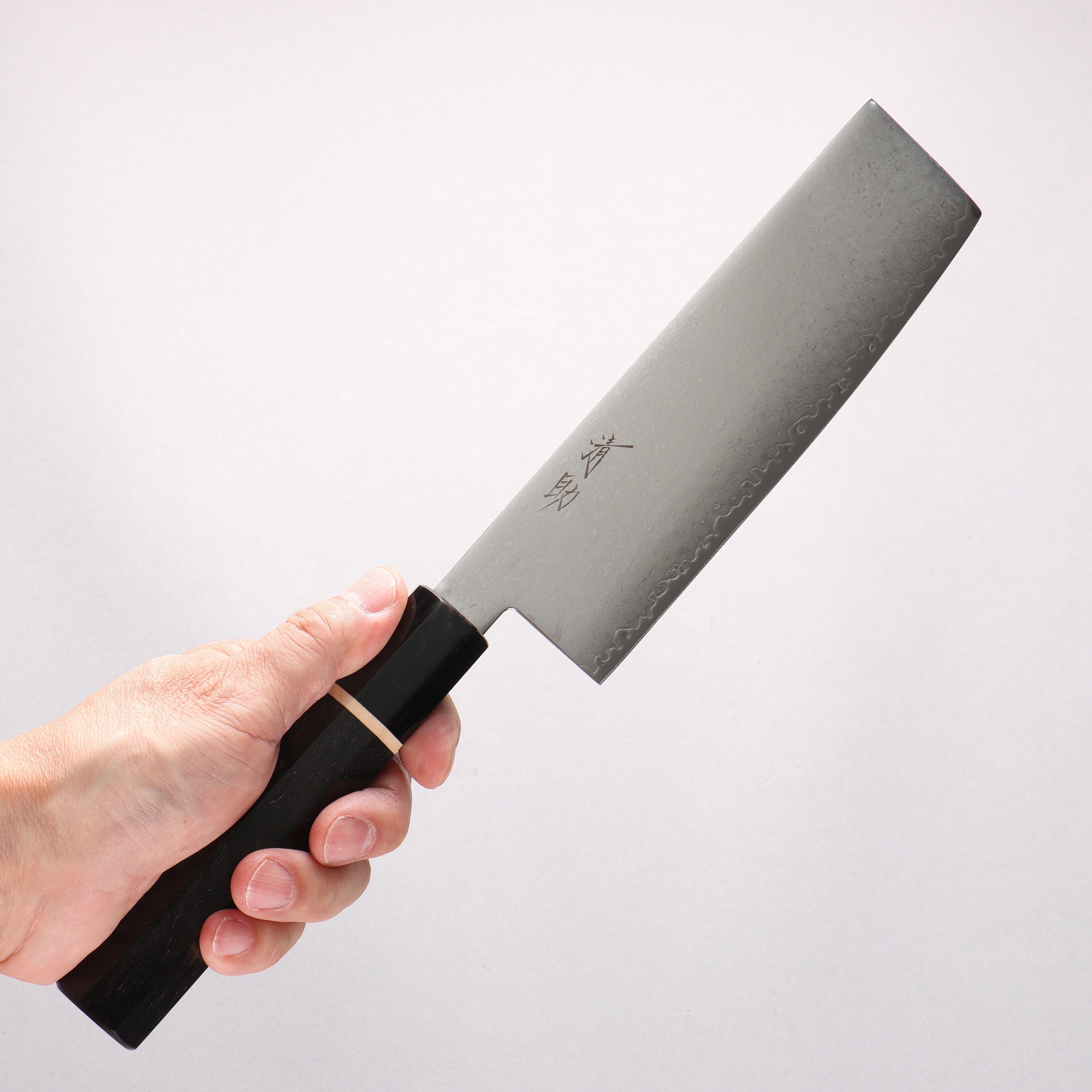 Seisuke VG10 33 Layer Damascus Nakiri 180mm Ebony Wood & White Ring Handle - Seisuke Knife