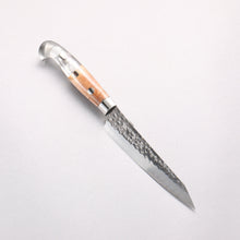  Yu Kurosaki Senko Ei SG2 Hammered Petty-Utility 130mm Clear and Wood Pattern Acrylic Handle - Seisuke Knife