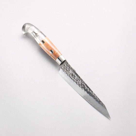 Yu Kurosaki Senko Ei SG2 Hammered Petty-Utility 130mm Clear and Wood Pattern Acrylic Handle - Seisuke Knife