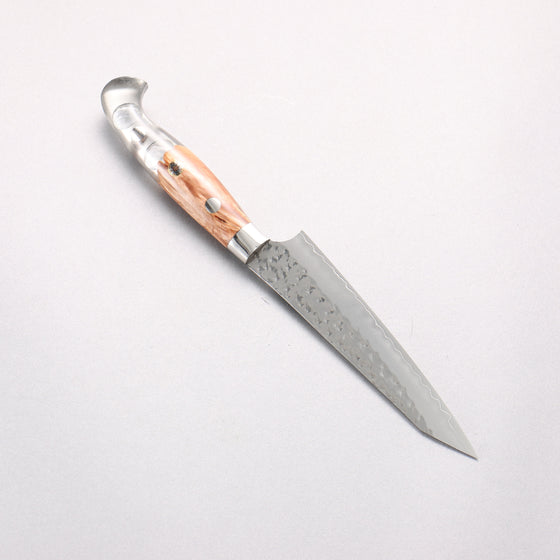 Yu Kurosaki Senko Ei SG2 Hammered Petty-Utility 130mm Clear and Wood Pattern Acrylic Handle - Seisuke Knife