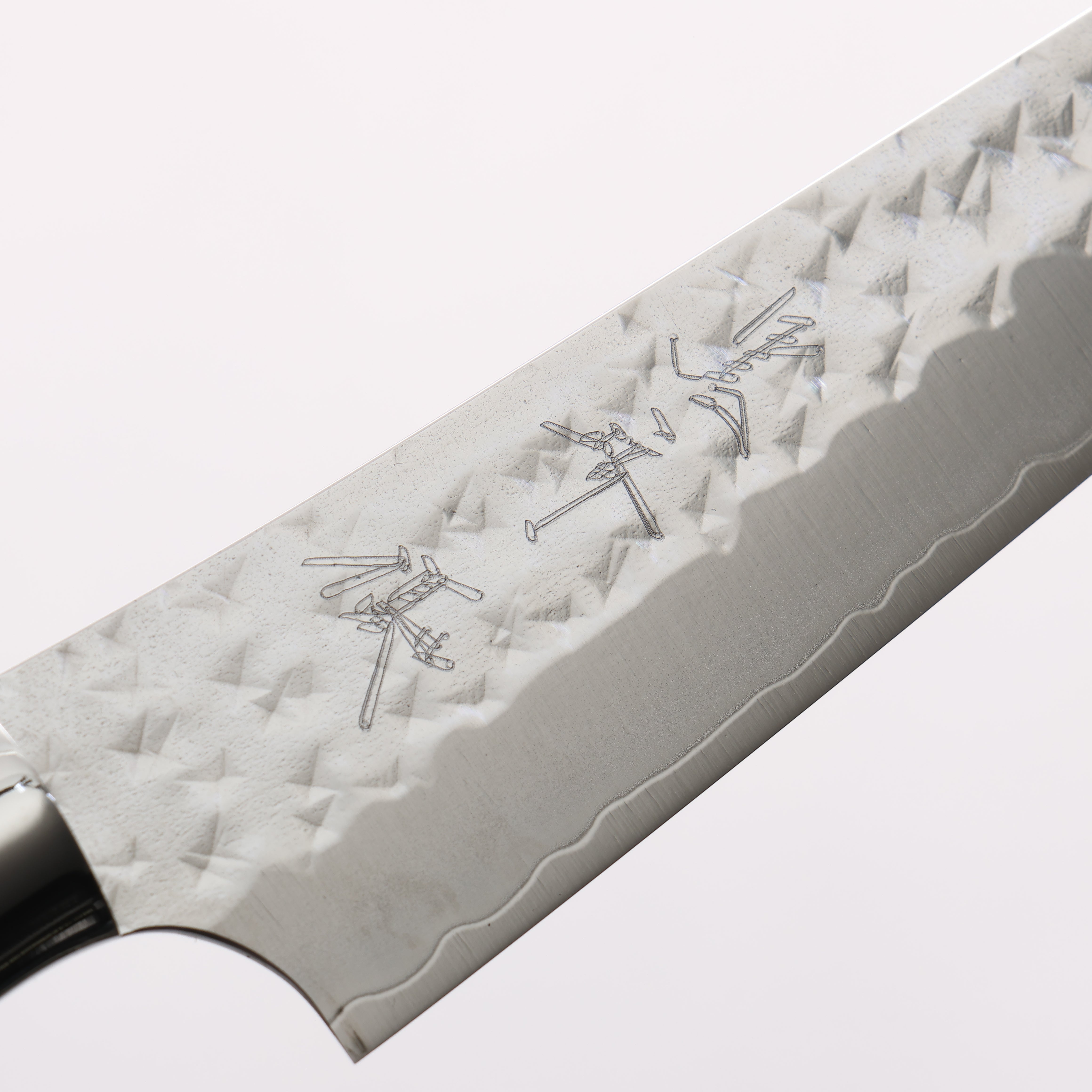 Yu Kurosaki Senko Ei SG2 Hammered Petty-Utility 130mm Clear and Wood Pattern Acrylic Handle - Seisuke Knife