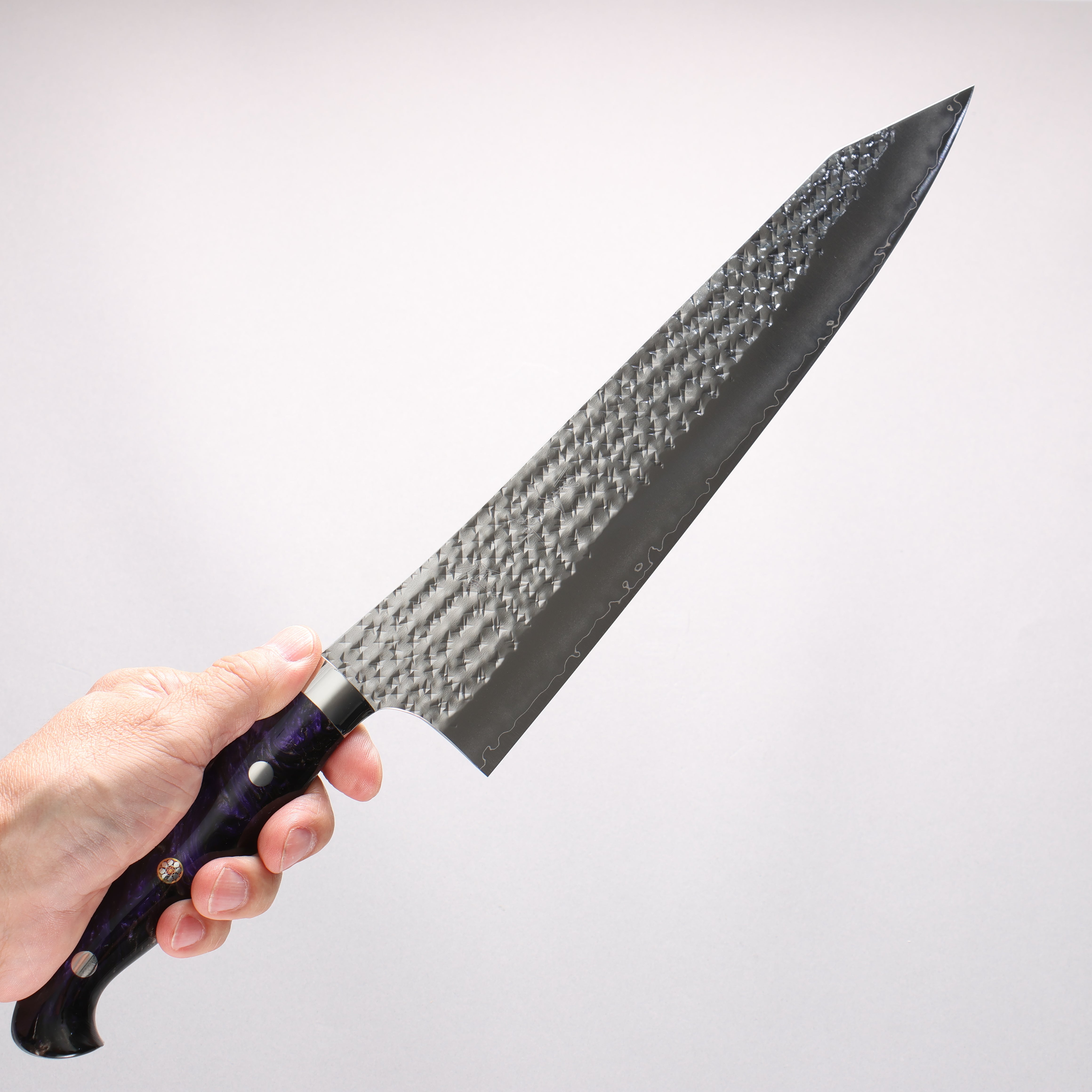 Yu Kurosaki Senko Ei SG2 Hammered Gyuto 270mm Black Purple Acrylic Handle - Seisuke Knife