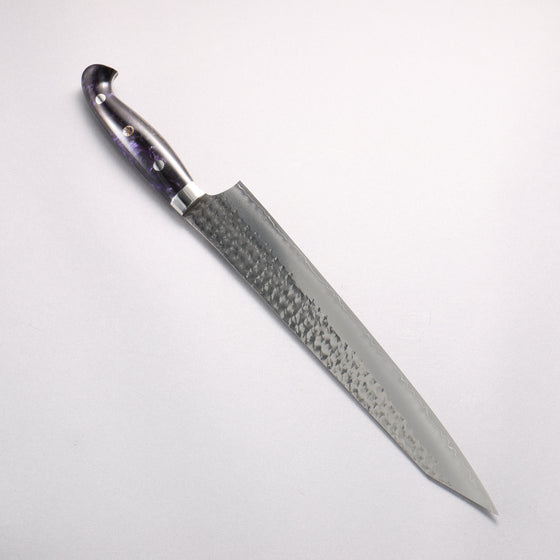 Yu Kurosaki Senko Ei SG2 Hammered Sujihiki 270mm Black Purple Acrylic Handle - Seisuke Knife