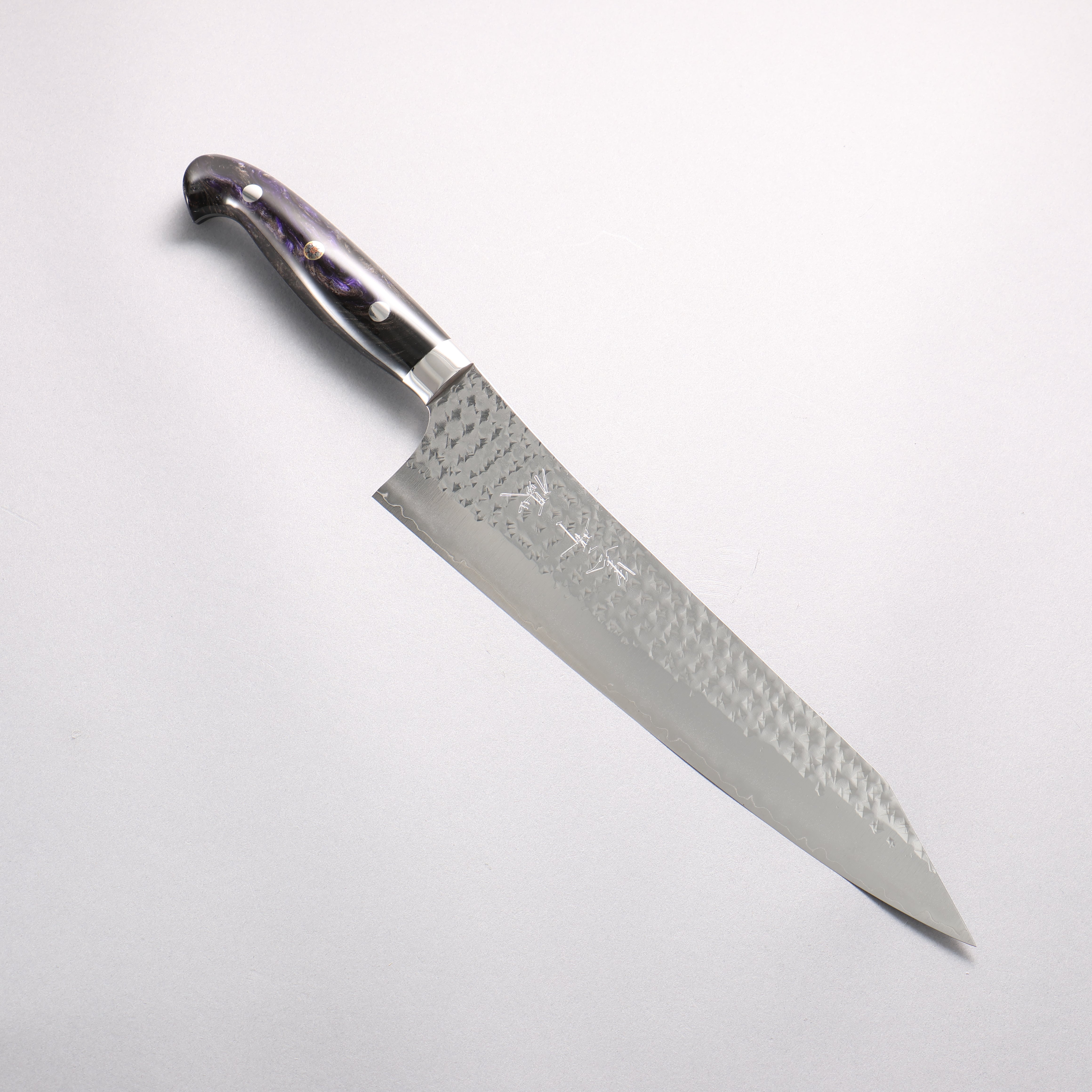 Yu Kurosaki Senko Ei SG2 Hammered Gyuto 240mm Black Purple Acrylic Handle - Seisuke Knife