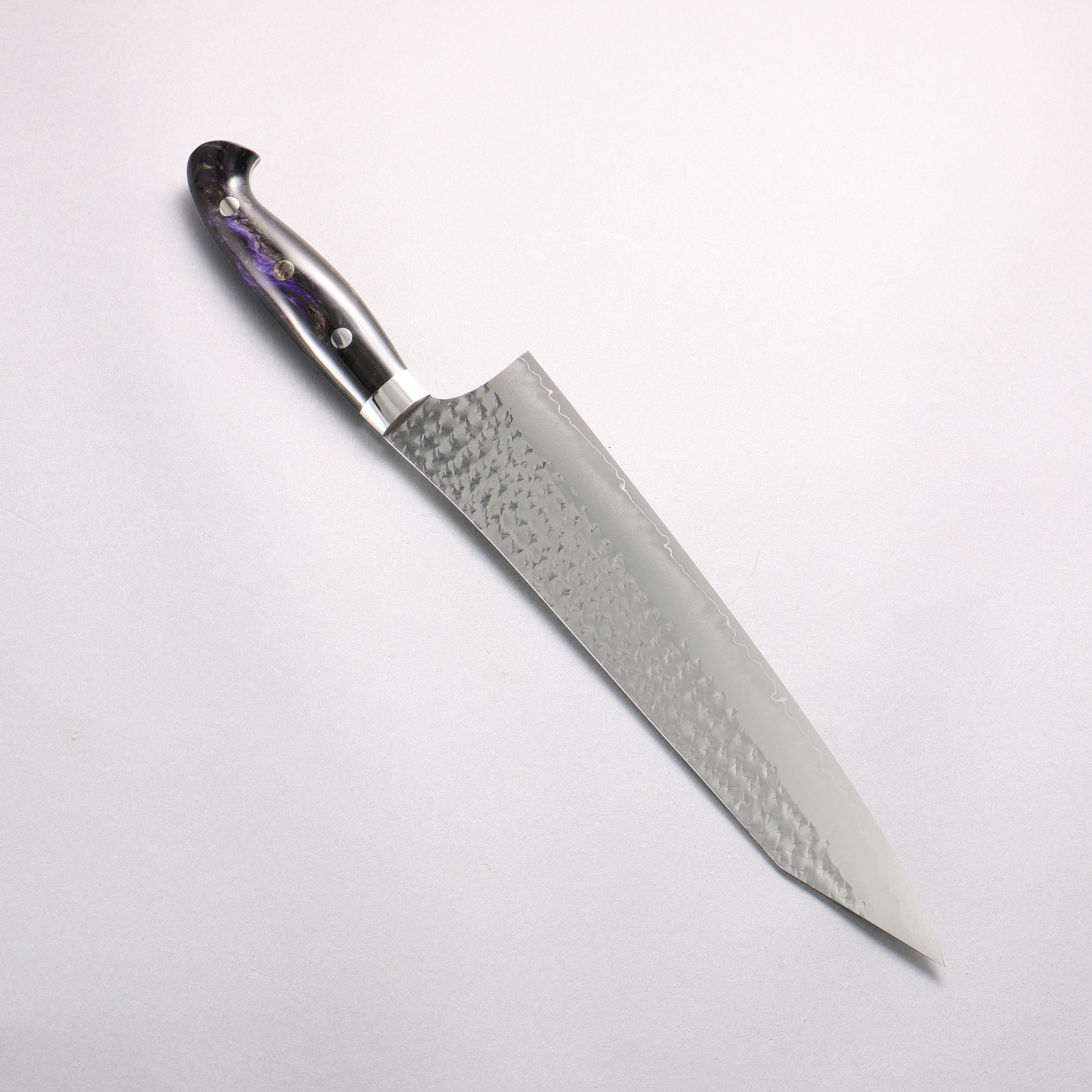 Yu Kurosaki Senko Ei SG2 Hammered Gyuto 240mm Black Purple Acrylic Handle - Seisuke Knife