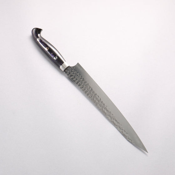 Yu Kurosaki Senko Ei SG2 Hammered Sujihiki 240mm Black Purple Acrylic Handle - Seisuke Knife