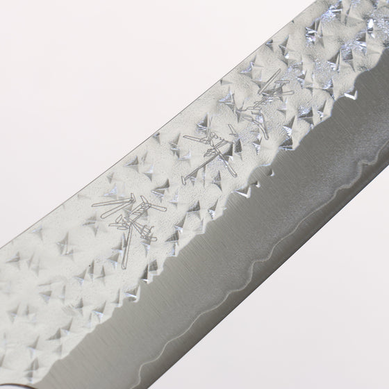 Yu Kurosaki Senko Ei SG2 Hammered Sujihiki 240mm Black Purple Acrylic Handle - Seisuke Knife