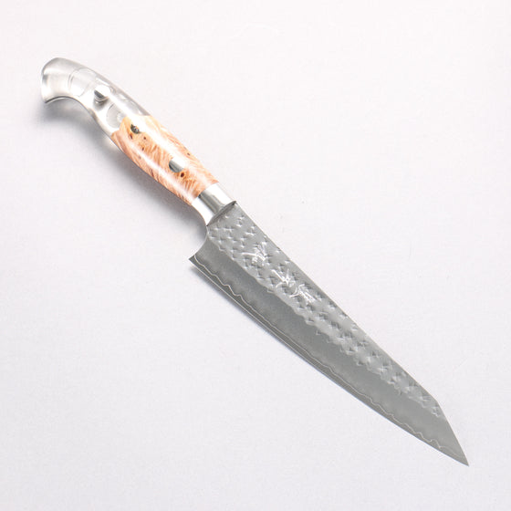 Yu Kurosaki Senko Ei SG2 Hammered Petty-Utility 150mm Clear and Wood Pattern Acrylic Handle - Seisuke Knife