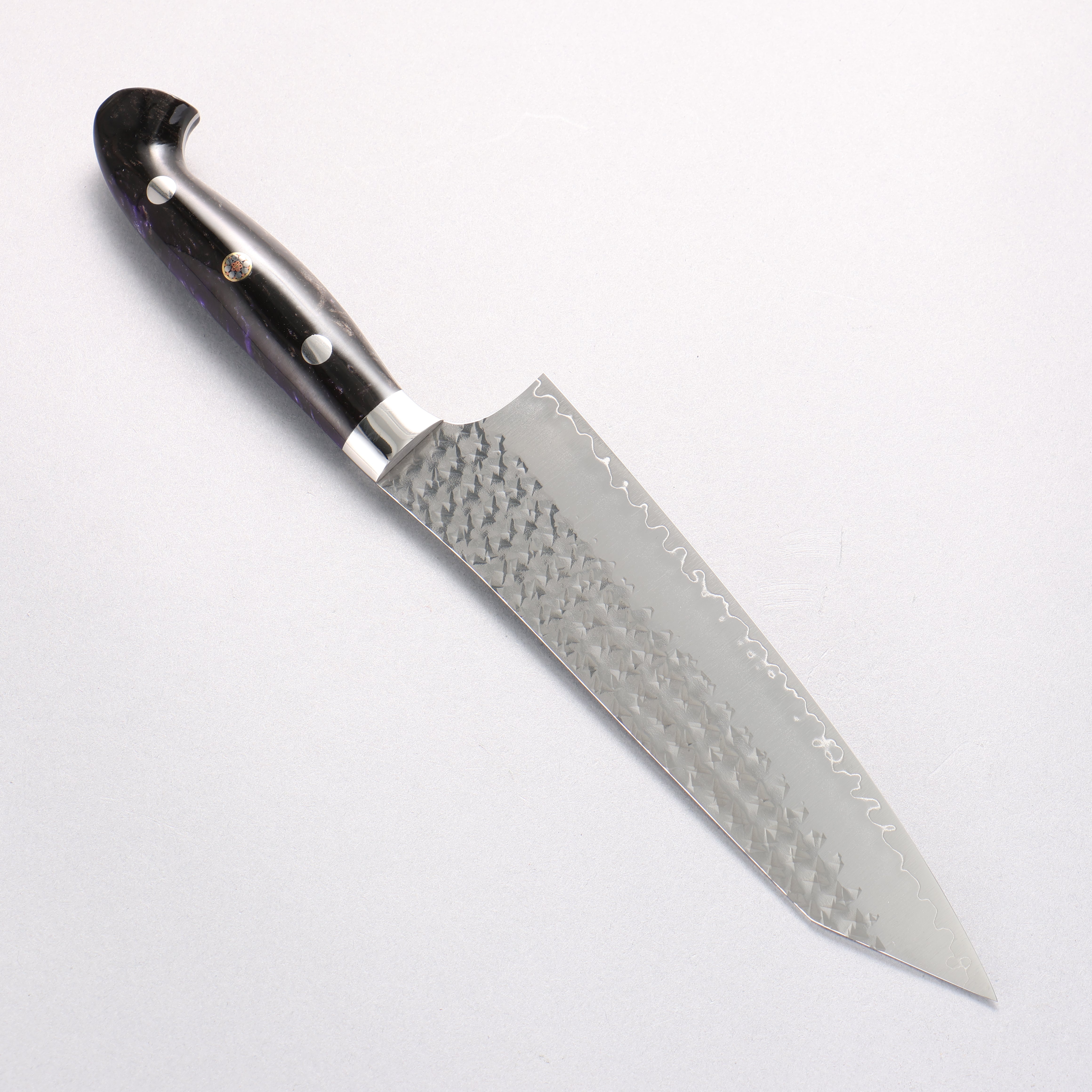 Yu Kurosaki Senko Ei SG2 Hammered Gyuto 180mm Black Purple Acrylic Handle - Seisuke Knife