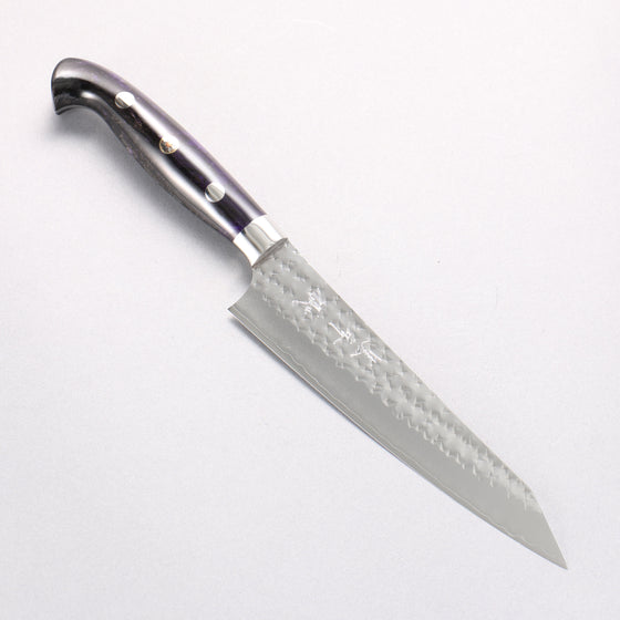 Yu Kurosaki Senko Ei SG2 Hammered Petty-Utility 150mm Black Purple Acrylic Handle - Seisuke Knife