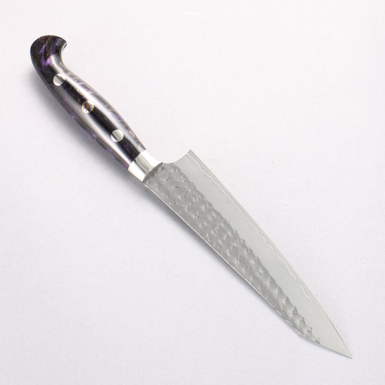 Yu Kurosaki Senko Ei SG2 Hammered Petty-Utility 150mm Black Purple Acrylic Handle - Seisuke Knife
