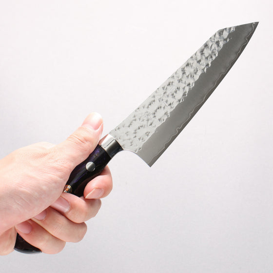 Yu Kurosaki Senko Ei SG2 Hammered Small Bunka 150mm Black Purple Acrylic Handle - Seisuke Knife