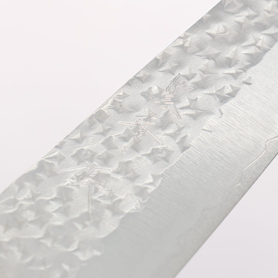 Yu Kurosaki Senko Ei SG2 Hammered Small Santoku 150mm Clear and Wood Pattern Acrylic Handle - Seisuke Knife