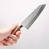 Yu Kurosaki Senko Ei SG2 Hammered Small Santoku 150mm Clear and Wood Pattern Acrylic Handle - Seisuke Knife - Slide 4