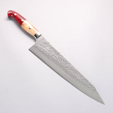  Yu Kurosaki Shizuku SG2 Hammered Damascus Gyuto 270mm Red and Wood Pattern Acrylic Handle - Seisuke Knife