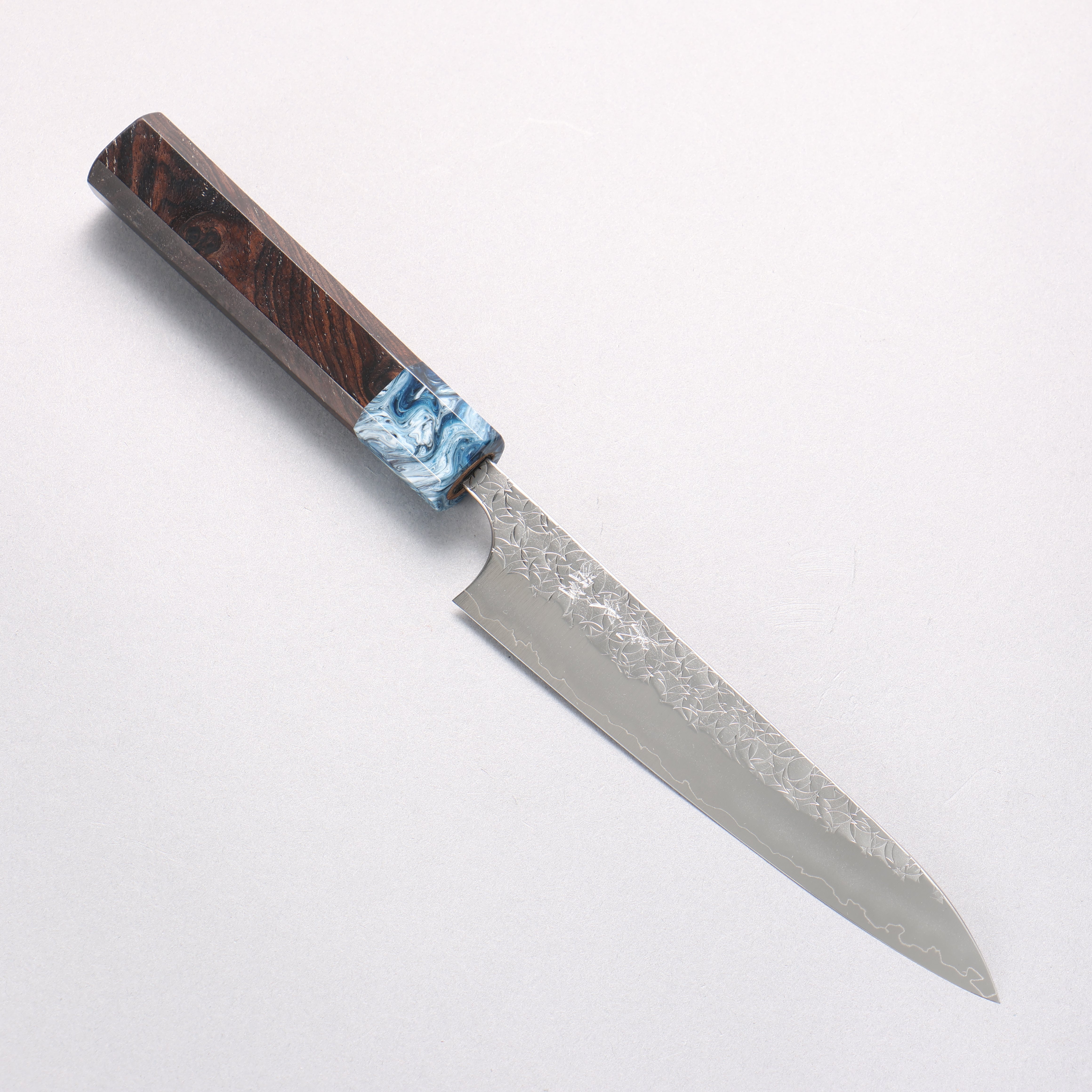 Yoshimi Kato Minamo SG2 Hammered Petty-Utility 150mm Ebony (ferrule: Blue Marble Resin) Handle - Seisuke Knife