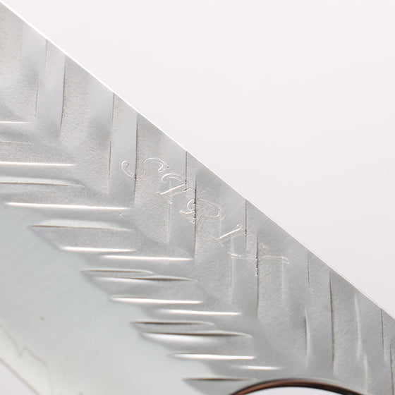 Yoshimi Kato SPG STRIX Hammered (V) Kiritsuke Gyuto 210mm Olive Tree (ferrule: Red Turquoise) Handle - Seisuke Knife