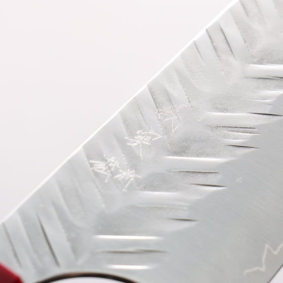 Yoshimi Kato SPG STRIX Hammered (V) Bunka 170mm Olive Tree (ferrule: Red Turquoise) Handle - Seisuke Knife