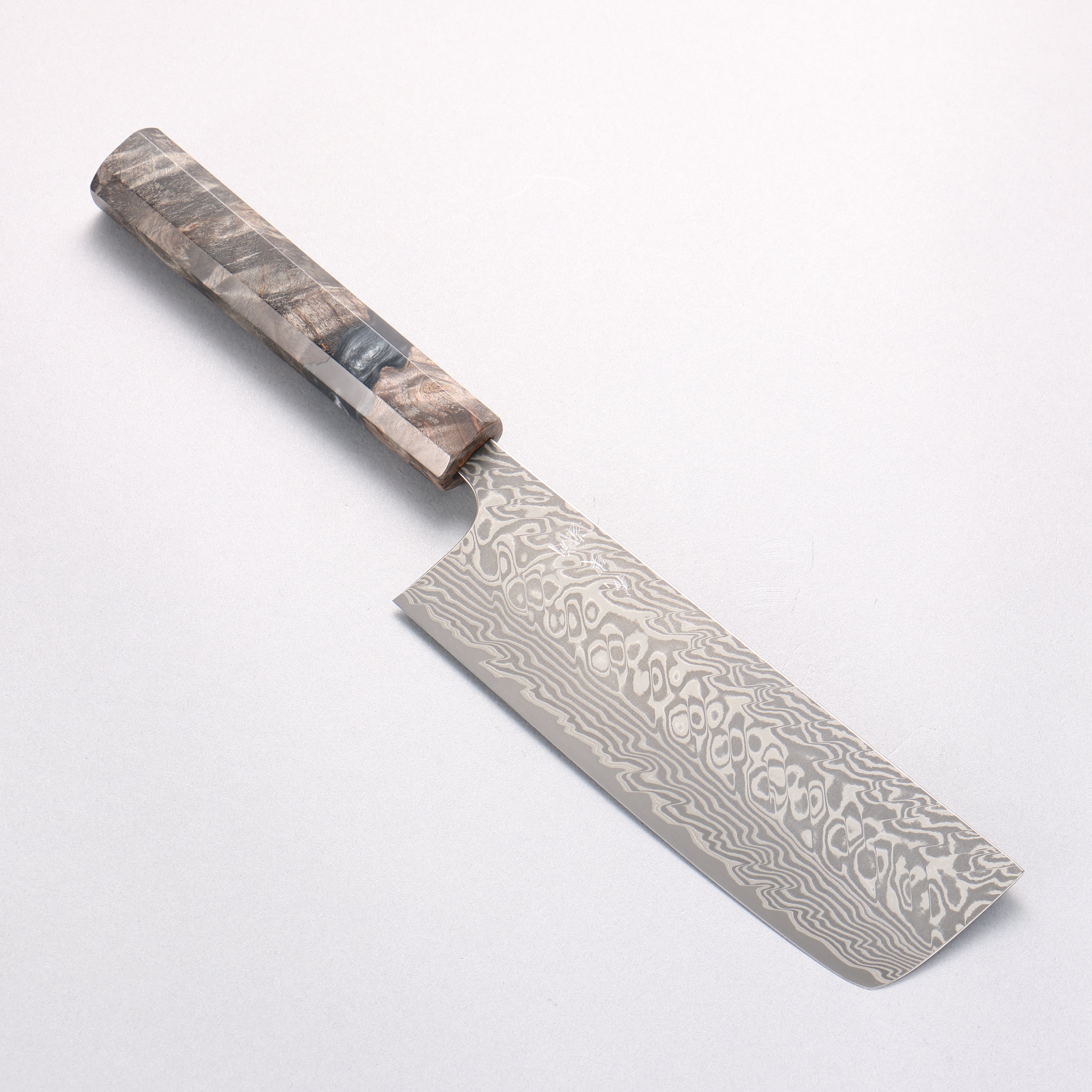 Yoshimi Kato SG2 Black Damascus Nakiri 165mm Stabilized Birch & Black Resin Handle - Seisuke Knife