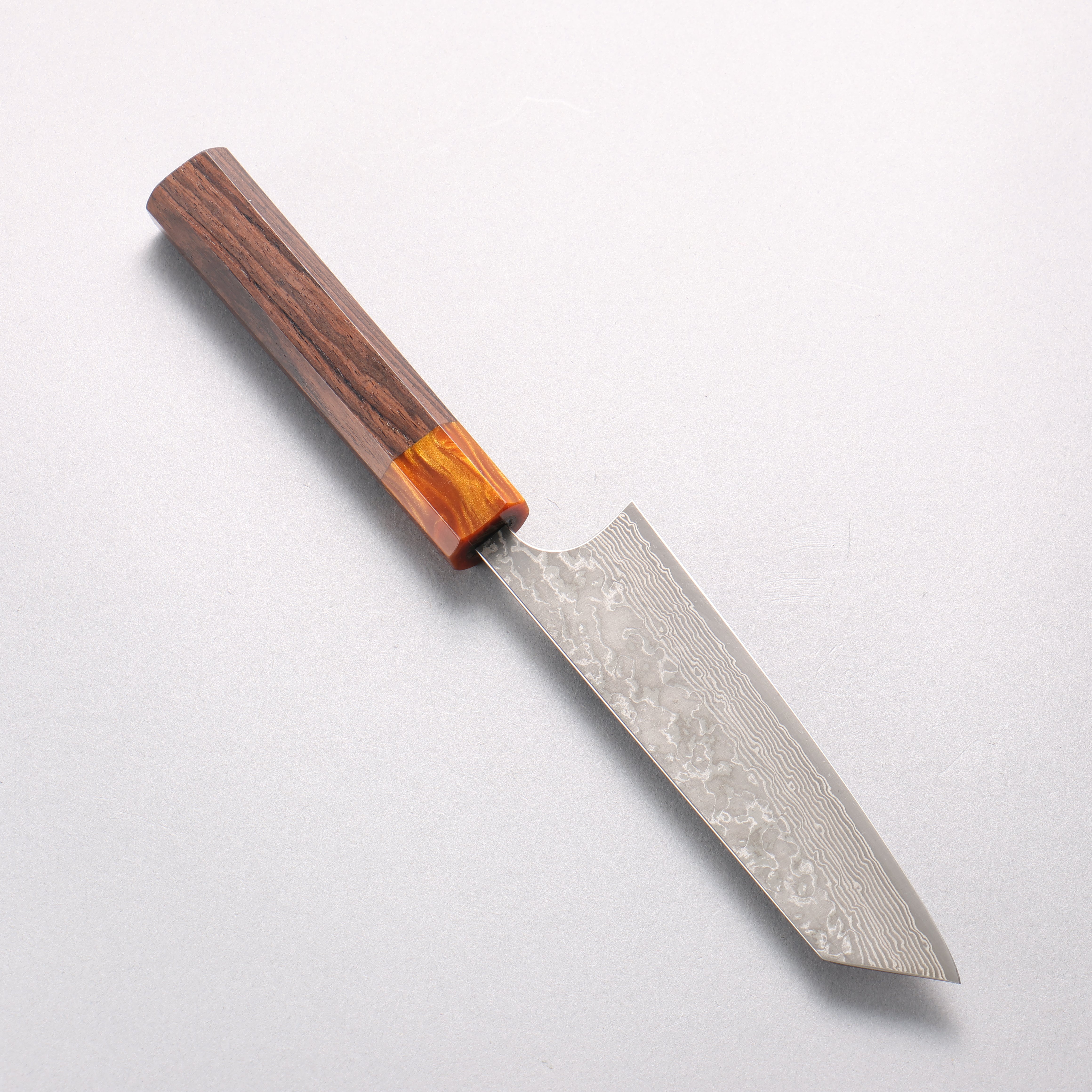 Yoshimi Kato SG2 Black Damascus Small Bunka 130mm Ebony (ferrule: Orange Resin) Handle - Seisuke Knife