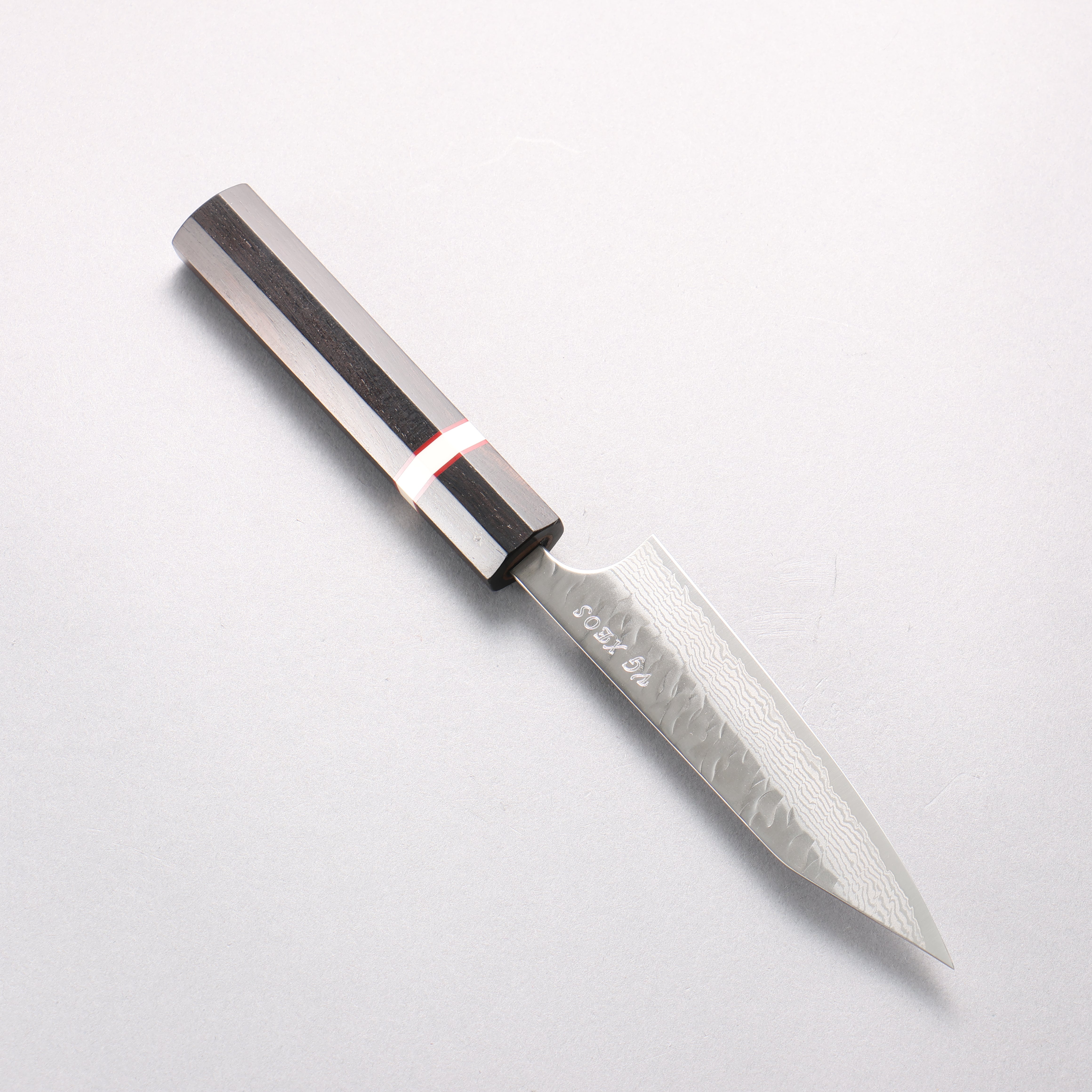 Yoshimi Kato Nami VG-XEOS Hammered Damascus Kiritsuke Petty-Utility 120mm Ebony Wood(With White Ring) Handle - Seisuke Knife