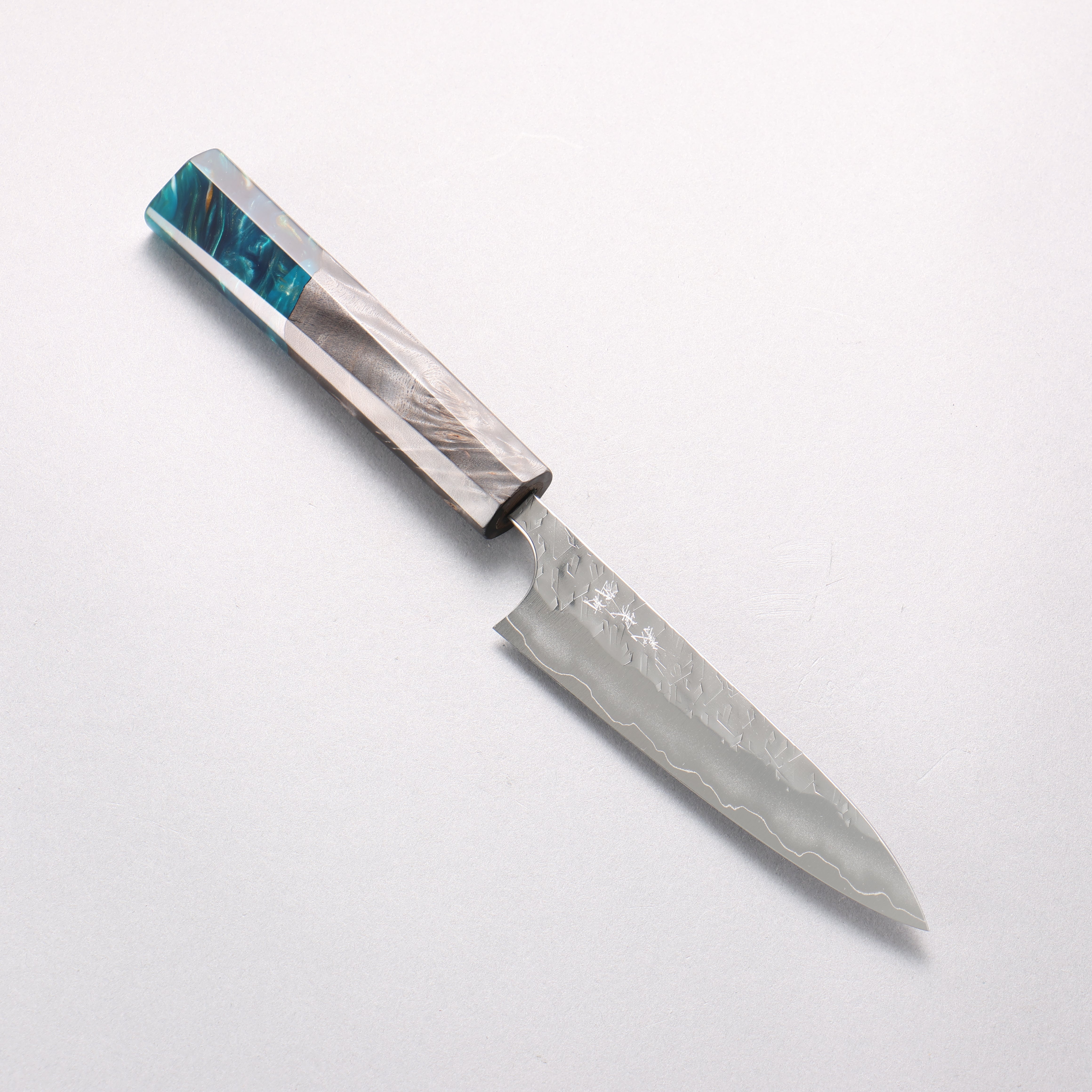 Yoshimi Kato Hyo SG2 Hammered Petty-Utility 120mm Stabilized Birch with Emerald Green Resin Handle - Seisuke Knife