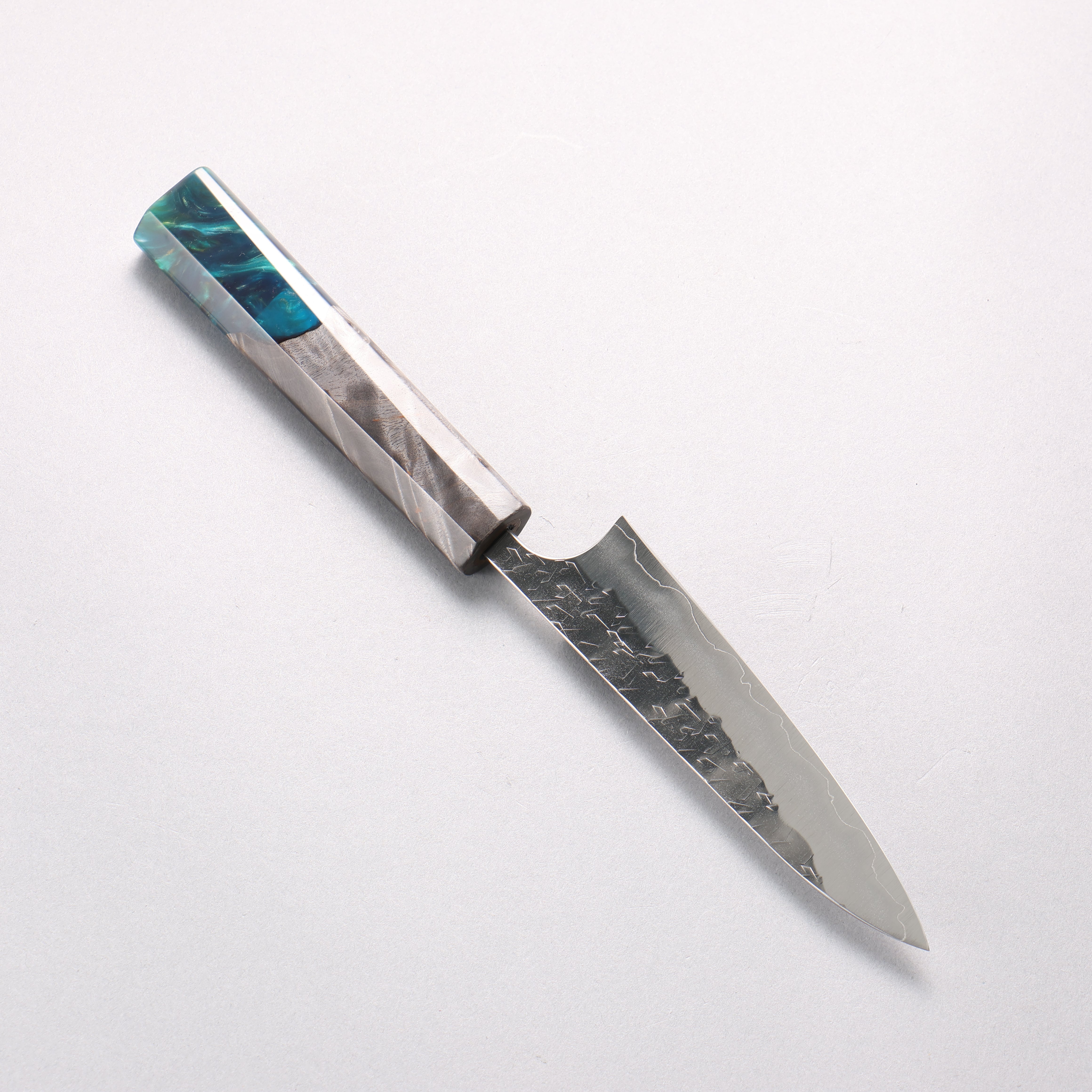 Yoshimi Kato Hyo SG2 Hammered Petty-Utility 120mm Stabilized Birch with Emerald Green Resin Handle - Seisuke Knife